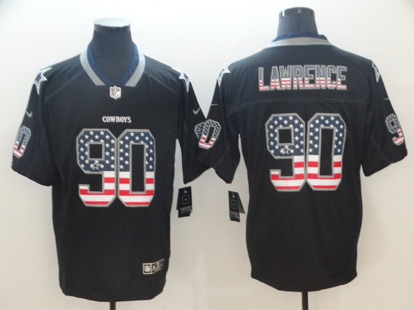 Men's Dallas Cowboys #90 Demarcus Lawrence 2018 Black USA Flag Color Rush Limited Stitched Jersey